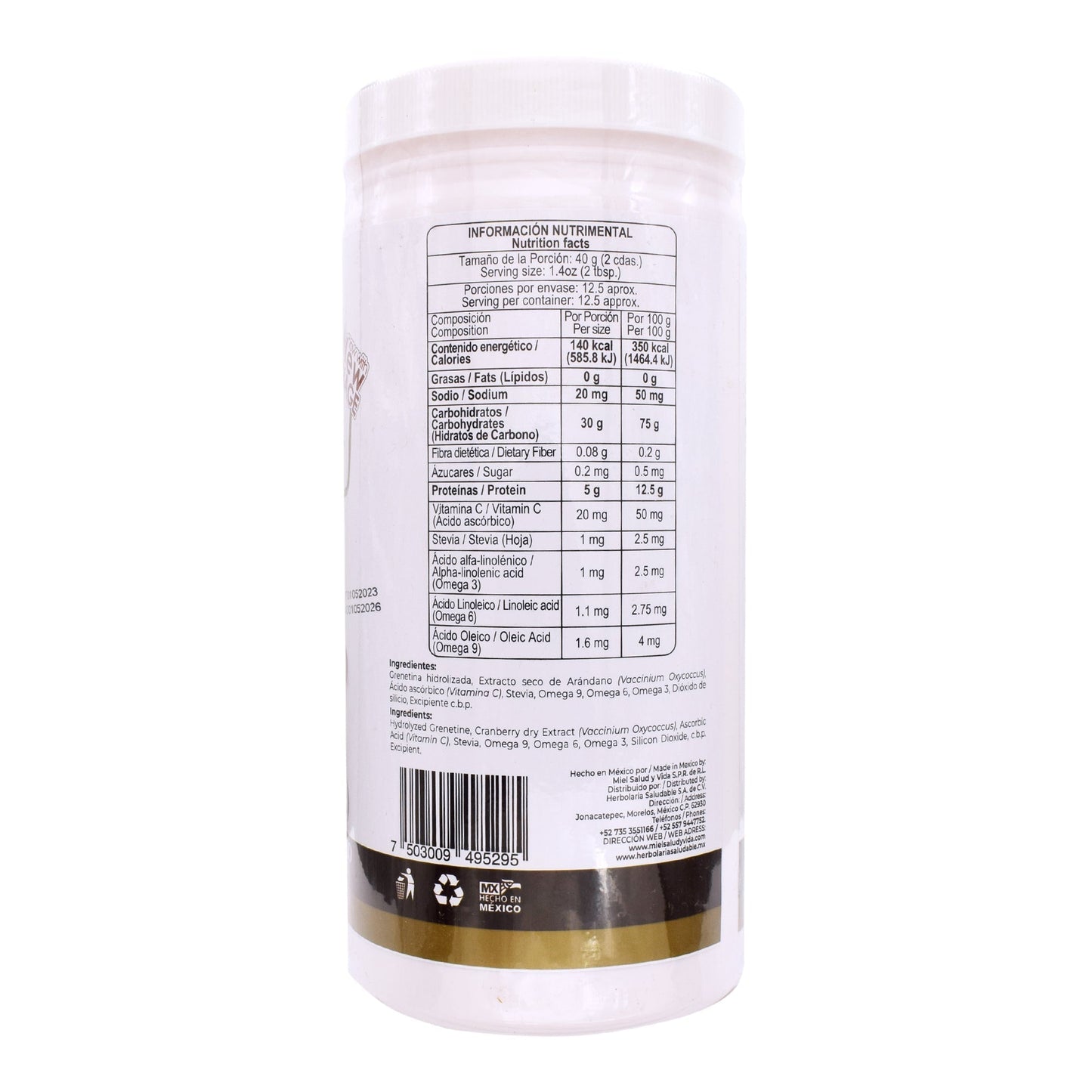 Grenetina Hidrolizada Sabor Arandano 500 G (PRETTY BEE)