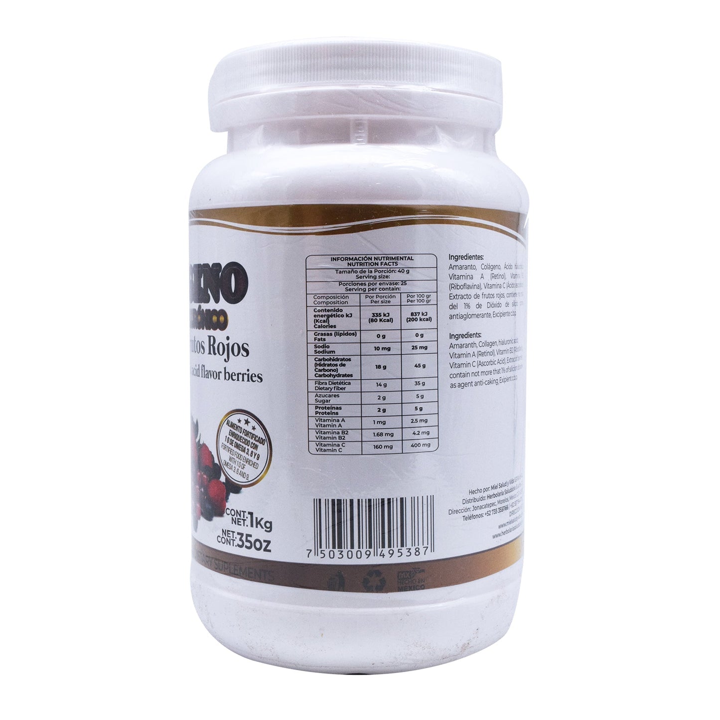 Colageno Y Acido Hialuronico Frutos Rojos 1 Kg (PRETTY BEE)