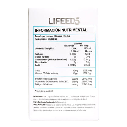 Glucosamina Calcio Vitamina D Colageno 30 Cápsulas (LIFFED5)