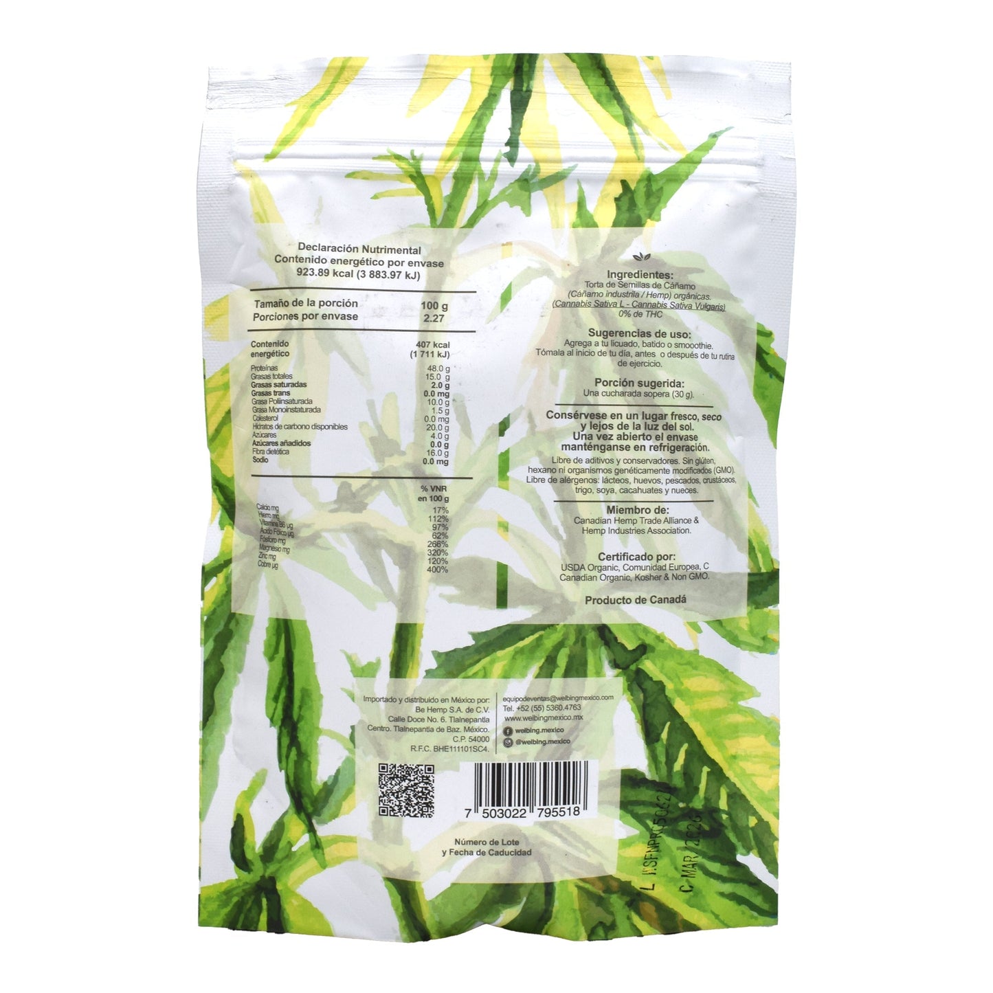 Proteina De Hemp Al 50 % Organica 227 G (SENSUM FOODS 1112)