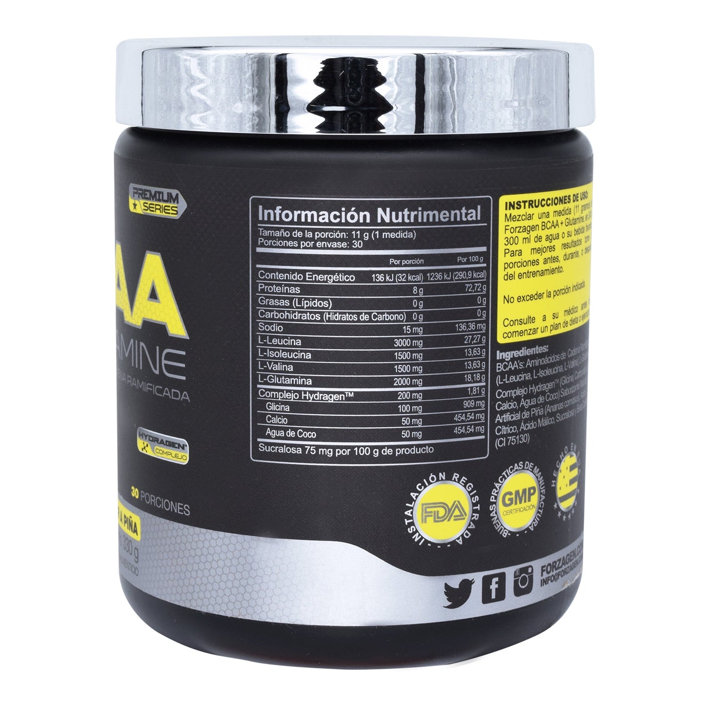 Bcaa Mas Glutamina Sabor Pií±a 330 G (FORZAGEN)