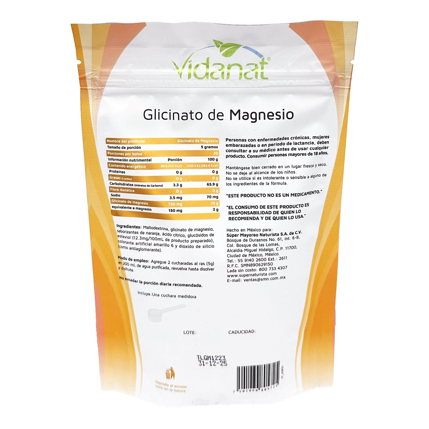 Glicinato De Magnesio Naranja 150 G (VIDANAT)