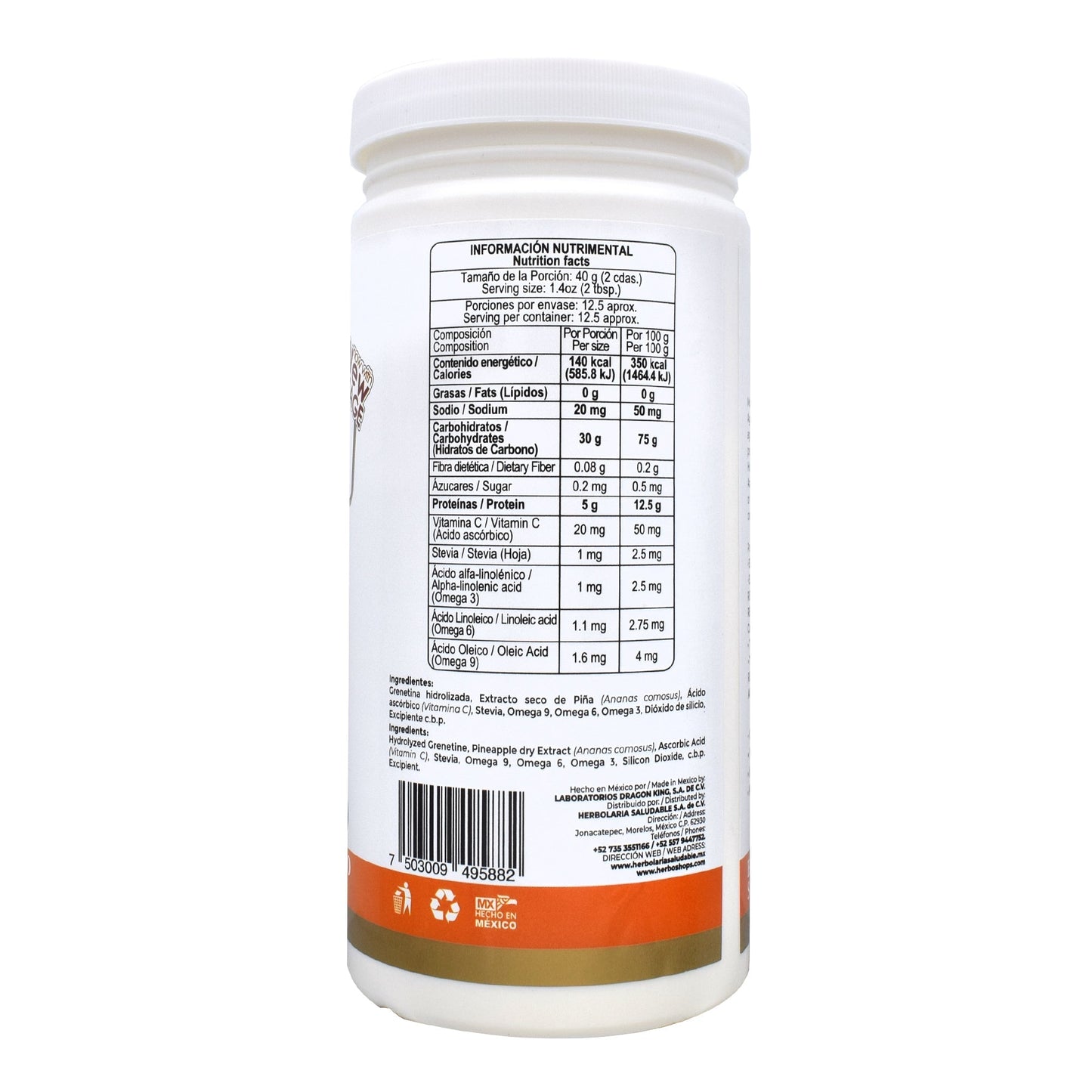 Grenetina Hidrolizada Sabor Pií±a 500 G (PRETTY BEE)