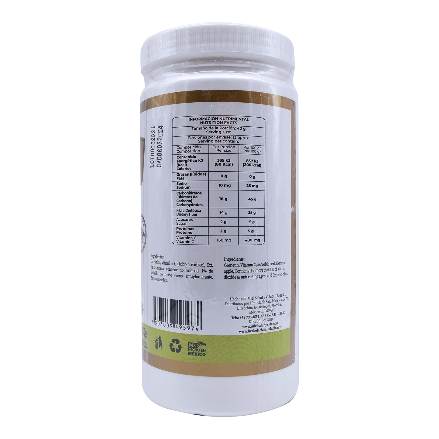 Grenetina Hidrolizada Sabor Manzana 500 G (PRETTY BEE)