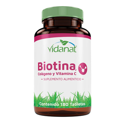 Biotina Colageno Y Vit C 180 Tabletas (VIDANAT/VITAMINAS)