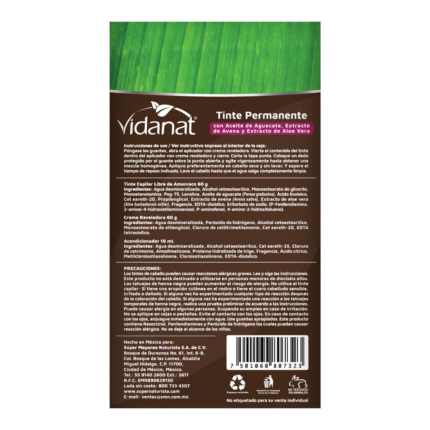 Tinte Castaí±o Caoba 60 G (VIDANAT)