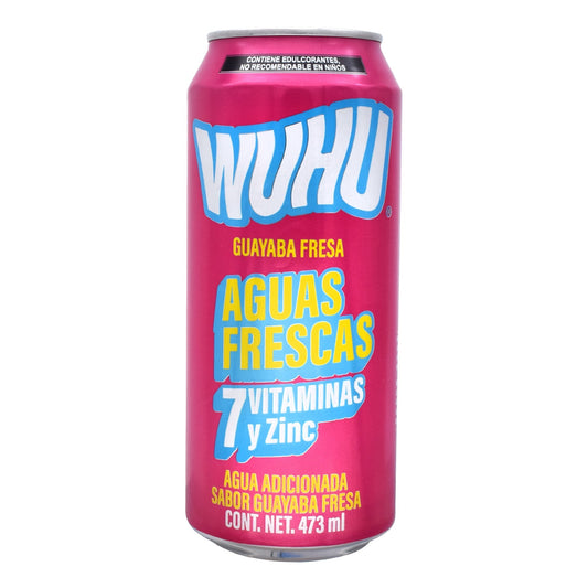 Agua Fresca Vitaminada Guayaba Fresa 473 Mililitros (WUHU)