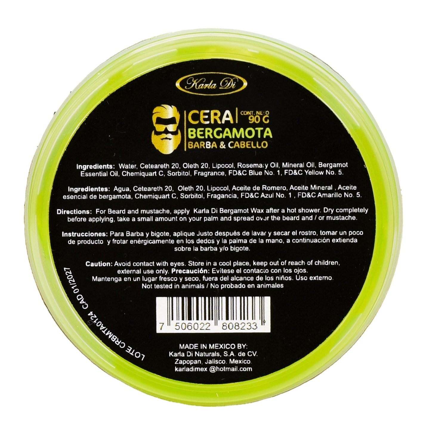 Cera Para Cabello Y Barba Con Bergamota 90 G (KARLA DI)