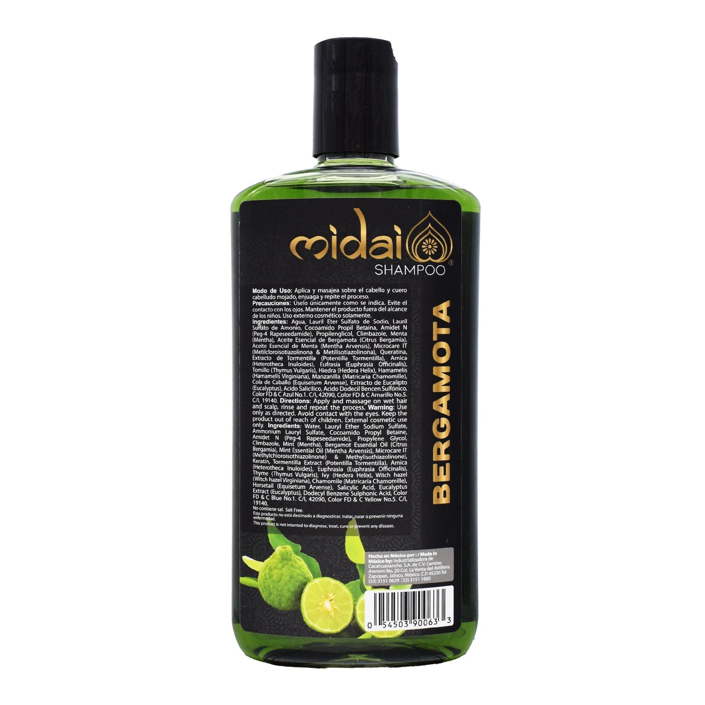 Shampoo Bergamota Y Keratina 500 Mililitros (MIDAI)