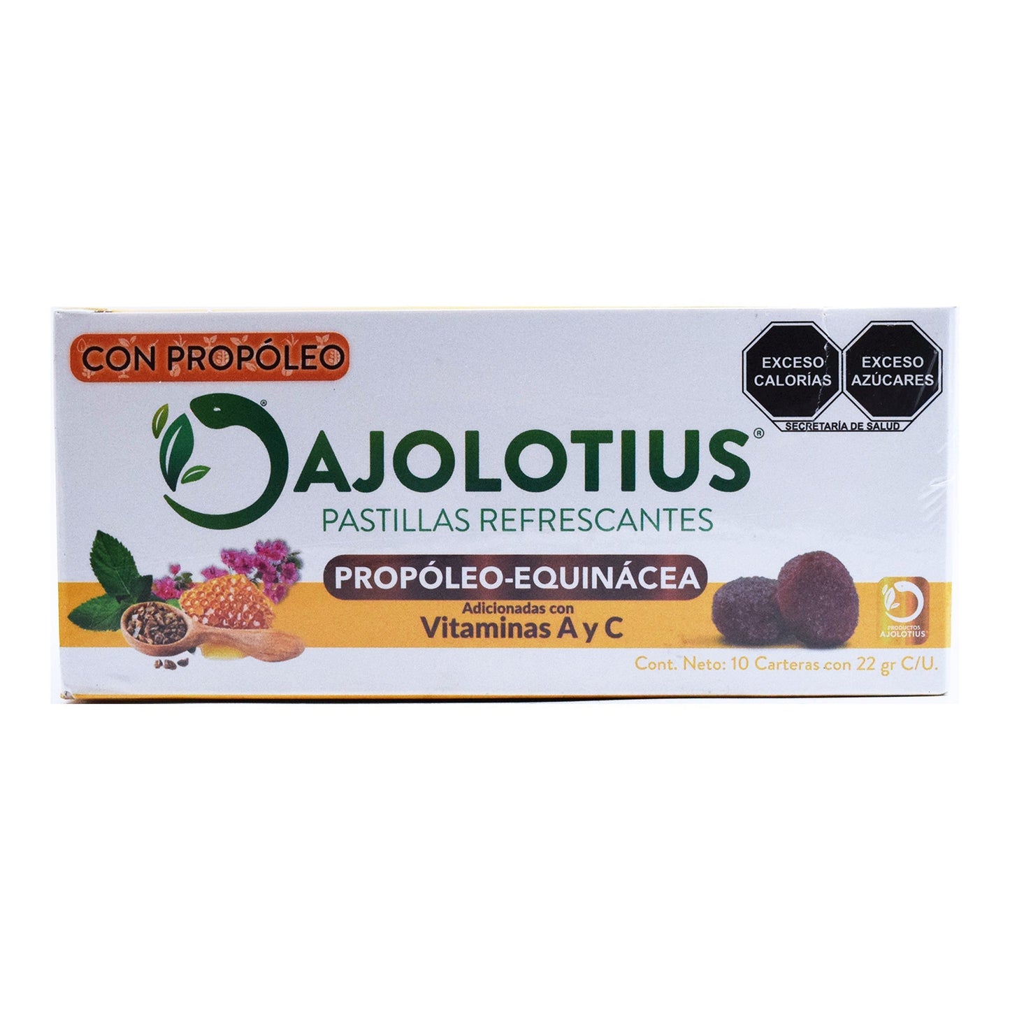 Pastillas Refrescantes Propoleo Equinacea 22 G (Paquete 10) (AJOLOTIUS)