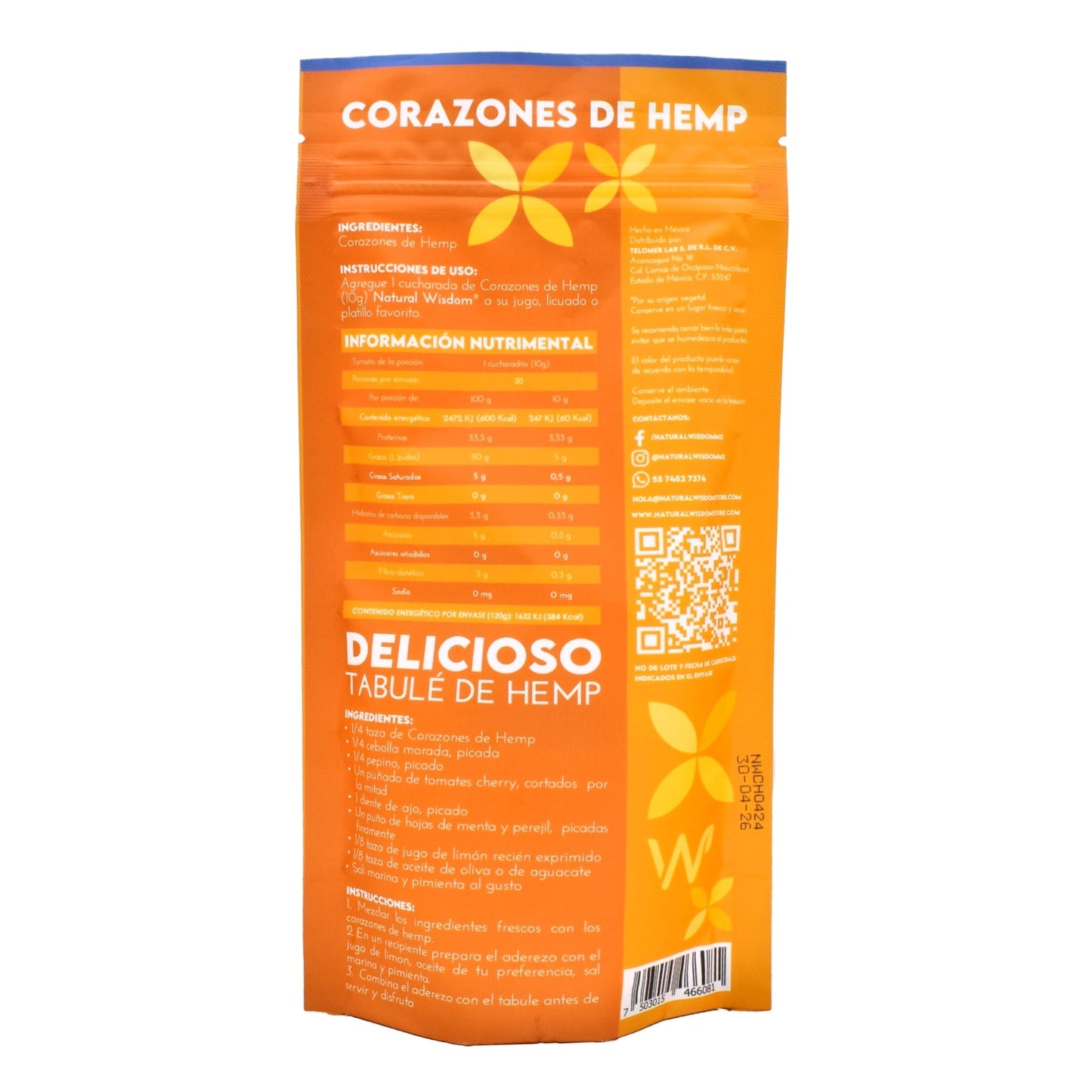 Corazones De Hemp 200 G (NATURAL WISDOM)