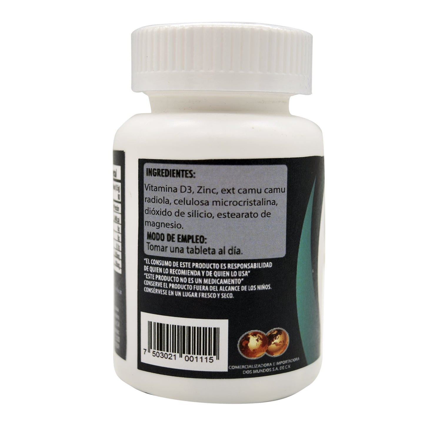 Vitamina D3 Y Zinc 500 Miligramos 30 Tabletas (DOS MUNDOS)