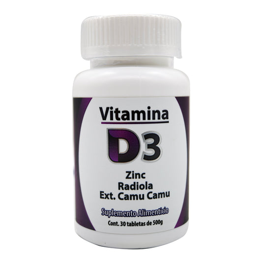 Vitamina D3 Y Zinc 500 Miligramos 30 Tabletas (DOS MUNDOS)