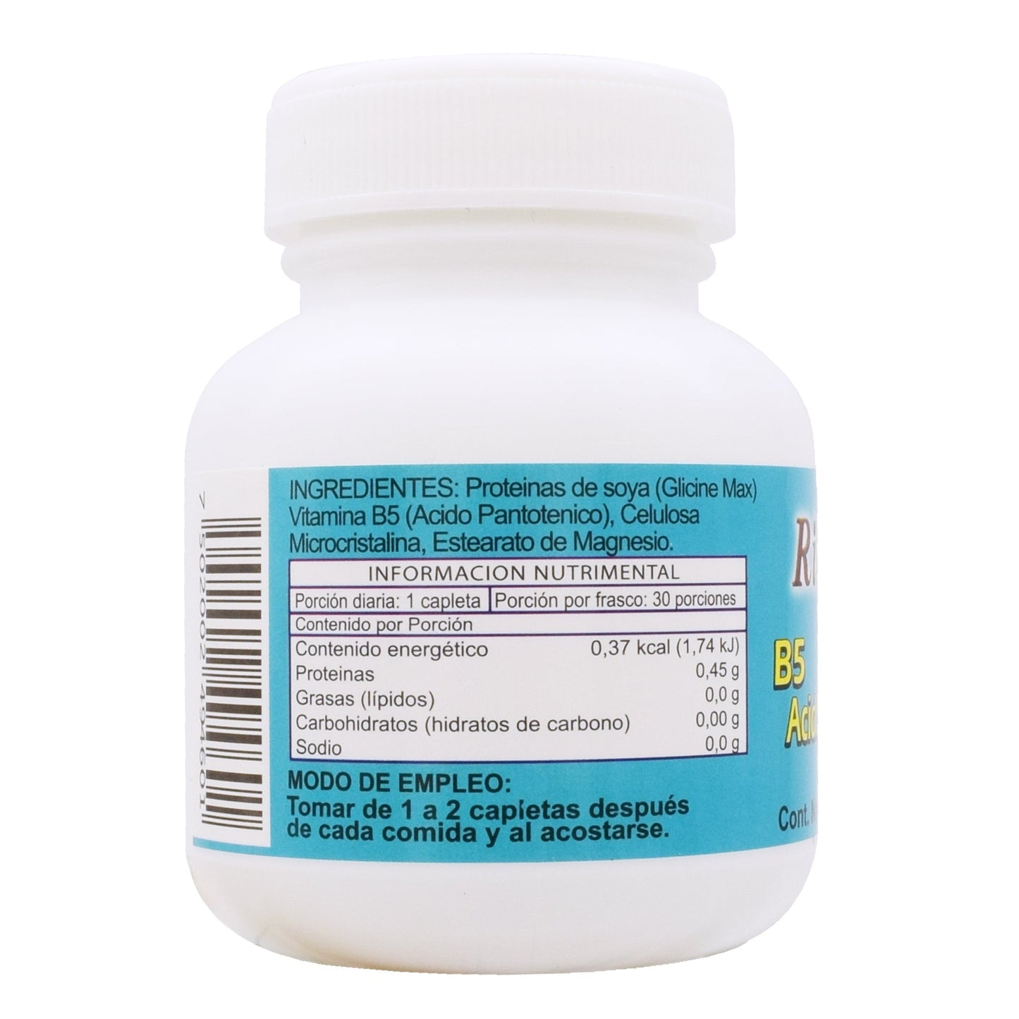 Vitamina B5 Pantotenico 400 Miligramos 30 Cápsulas (RIKET NATURAL)