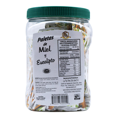 Paletas De Miel Y Eucalipto 570 G (Paquete 60) (LA TIA TRINI)
