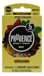 Condones Prudence Mix Aroma Y Sabor 5 Pza