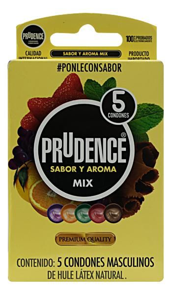 Condones Prudence Mix Aroma Y Sabor 5 Pza